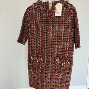 Chic Multicolor Tweed Mini Dress
